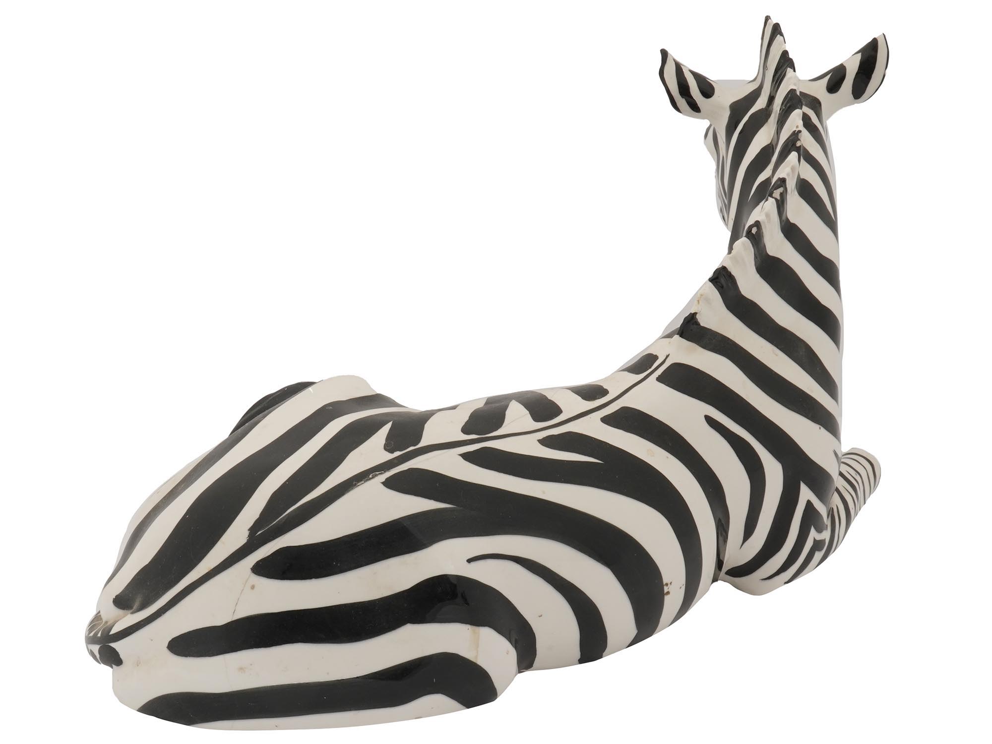 LARGE HAND PAINTED PORCELAIN ZEBRA ANIMAL FIGURE PIC-1